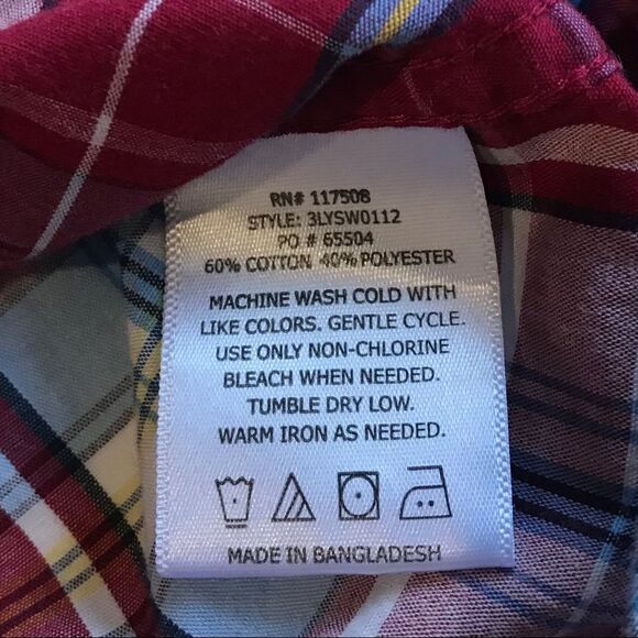 Levi’s Pearl Snap Plaid Short Sleeve Western Rodeo Shirt Red Blue Sz XL - Picture 7 of 11